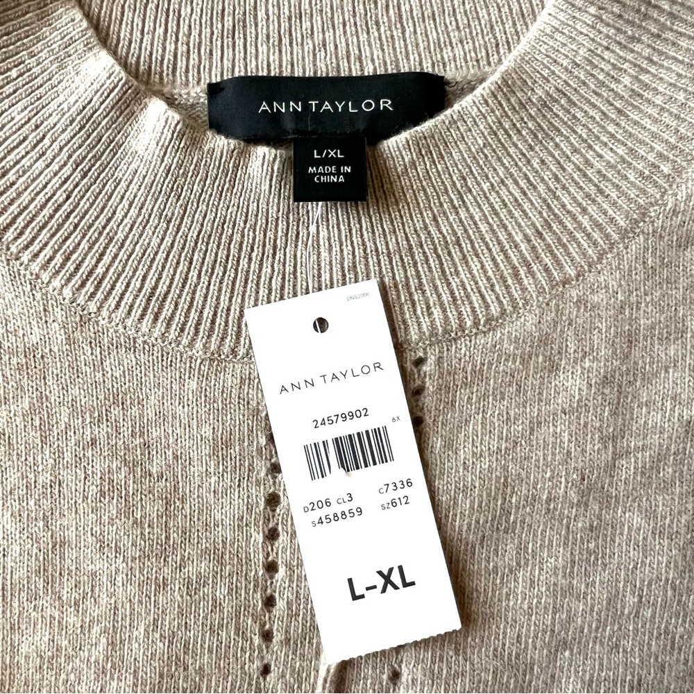 Ann Taylor Tan Poncho Sweater Size L/XL NWT - Picture 7 of 9
